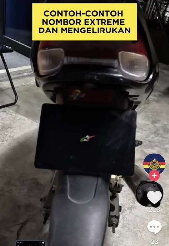 ‘Germ’-sized number plates becoming a trend among young motorcyclists, can be fined up to RM10k – JPJ