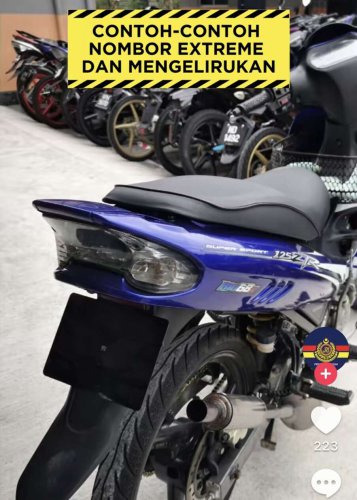 ‘Germ’-sized number plates becoming a trend among young motorcyclists, can be fined up to RM10k – JPJ