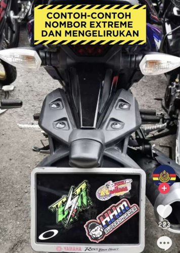 ‘Germ’-sized number plates becoming a trend among young motorcyclists, can be fined up to RM10k – JPJ