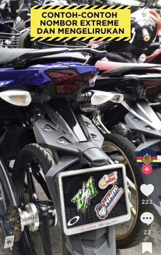 ‘Germ’-sized number plates becoming a trend among young motorcyclists, can be fined up to RM10k – JPJ