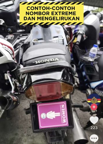 ‘Germ’-sized number plates becoming a trend among young motorcyclists, can be fined up to RM10k – JPJ