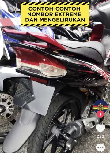 ‘Germ’-sized number plates becoming a trend among young motorcyclists, can be fined up to RM10k – JPJ