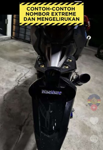 ‘Germ’-sized number plates becoming a trend among young motorcyclists, can be fined up to RM10k – JPJ