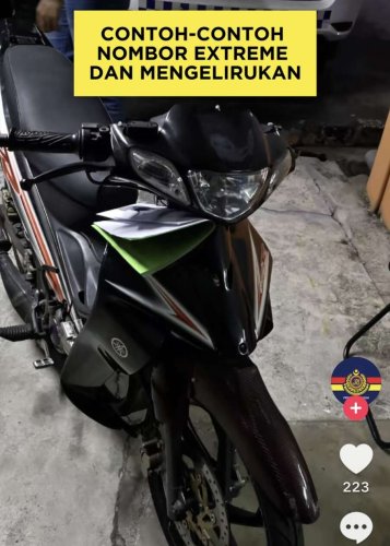 ‘Germ’-sized number plates becoming a trend among young motorcyclists, can be fined up to RM10k – JPJ