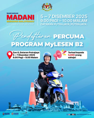 Free helmets, MyLesen B2 reg, JPJ saman discount booth at Rancakkan Madani event – Dec 5-7, Putrajaya
