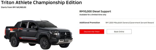 Mitsubishi Triton offered with up to RM15k diesel support – five years’ free service for AT Premium