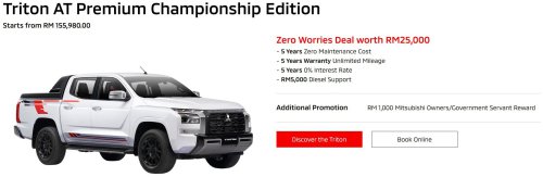 Mitsubishi Triton offered with up to RM15k diesel support – five years’ free service for AT Premium