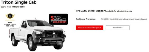 Mitsubishi Triton offered with up to RM15k diesel support – five years’ free service for AT Premium