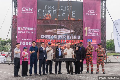 Chery Malaysia tests CSH PHEV battery by setting it on fire – over 1,000 ºC, no thermal runaway