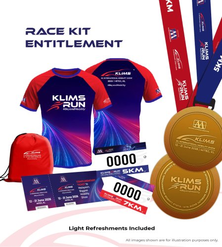 KLIMS Run 2026 – May 17, Dataran DBKL, RM40 for 5 km, RM45 for 7 km, includes ticket to the motor show