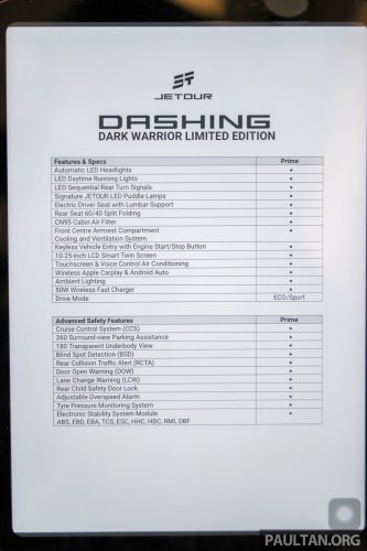 Jetour Dashing Dark Warrior Limited Edition launched – matte black exterior, 156 PS/230 Nm 1.5T, RM117k