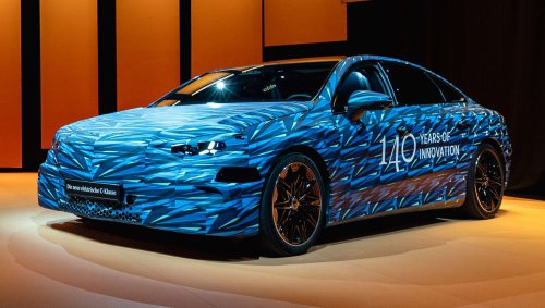 2026 Mercedes-Benz C-Class EV – interior shown with massive MBUX Hyperscreen; full reveal April 20