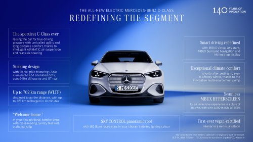 2026 Mercedes-Benz C-Class EV debuts – W520-gen with 800V tech, 330 kW DC, up to 800 km range WLTP