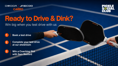 Test drive an Omoda Jaecoo at Carro, win a coaching slot with Sam Basford at Pickle Social Club