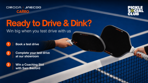 Omoda, Test drive an Omoda Jaecoo at Carro, win a coaching slot with Sam Basford at Pickle Social Club
