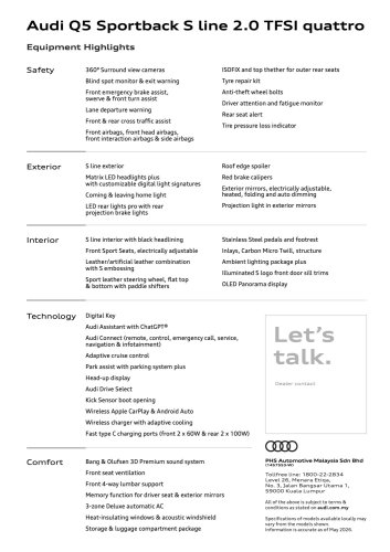 Audi, Audi Q5, 2026 Audi Q5 in Malaysia – Q5 Advanced 2.0 TFSI, RM354k; Q5 Sportback S line 2.0 TFSI quattro RM423k