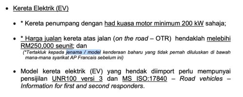 Proton, MITI issues new rules for CBU EVs, effective min price RM300k, 245 PS fr July – promote CKD, protect Proton