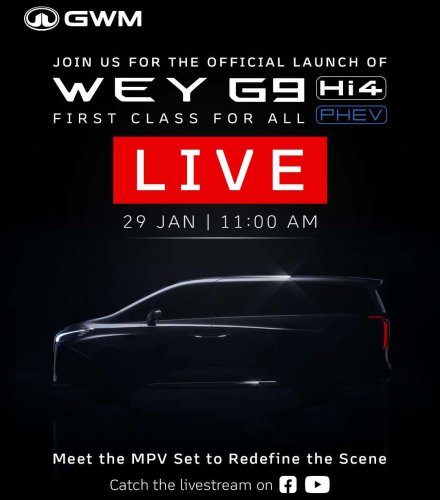 GWM Wey G9 Malaysian launch tomorrow, watch it live