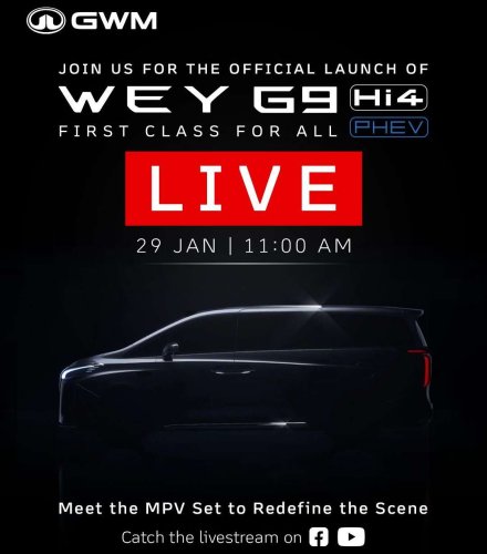 GWM, GWM Wey G9 Malaysian launch tomorrow, watch it live