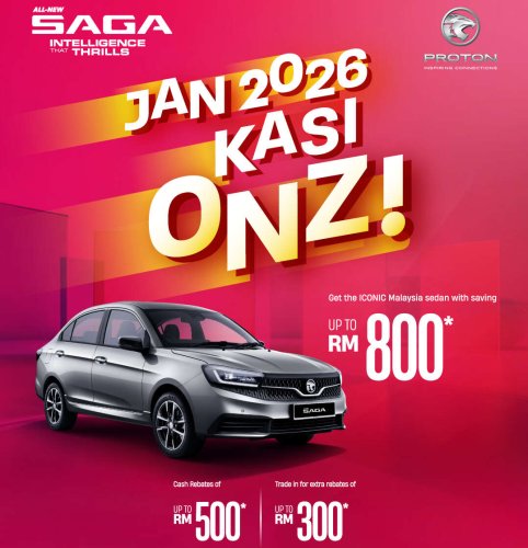Proton, 2026 Proton Saga MC3 RM1,000 launch rebate now expired, replaced with RM500 + RM300 Jan offer