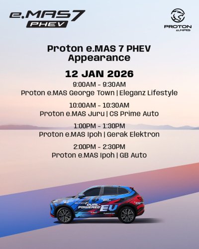 Proton, PHEV, Proton eMas 7 PHEV teaser – “dual-powered EV” to do Penang – JB – Shah Alam 1,000 km drive livestream