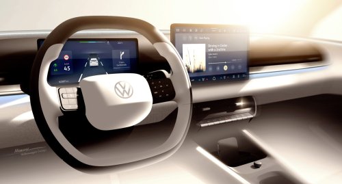 2026 Volkswagen ID. Polo cabin shown – EV hatchback brings back wider use of buttons for key functions