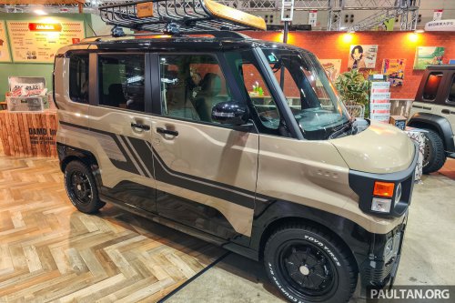 Mitsubishi Delica Mini x Dali with DAMD at Tokyo Auto Salon – classic Pajero face, retro-patterned upholstery