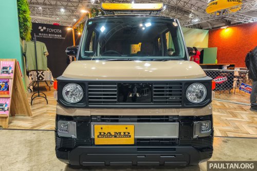 Mitsubishi Delica Mini x Dali with DAMD at Tokyo Auto Salon – classic Pajero face, retro-patterned upholstery