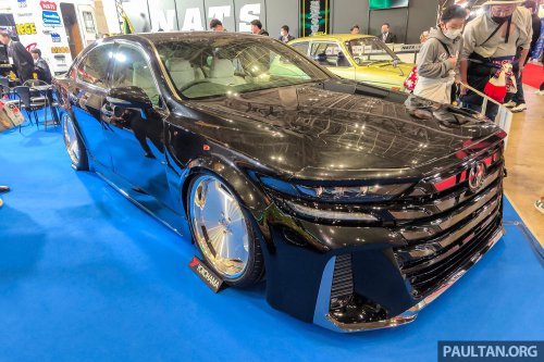 NATS Vellfire Sedan at 2026 Tokyo Auto Salon – Lexus LS460 with Vellfire face and tail lamps, air suspension