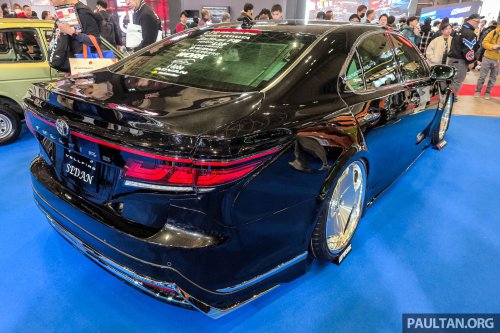 NATS Vellfire Sedan at 2026 Tokyo Auto Salon – Lexus LS460 with Vellfire face and tail lamps, air suspension
