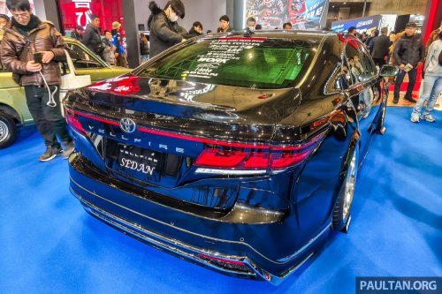 NATS Vellfire Sedan at 2026 Tokyo Auto Salon – Lexus LS460 with Vellfire face and tail lamps, air suspension