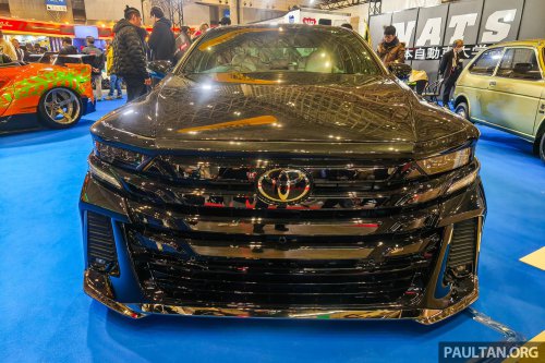 NATS Vellfire Sedan at 2026 Tokyo Auto Salon – Lexus LS460 with Vellfire face and tail lamps, air suspension