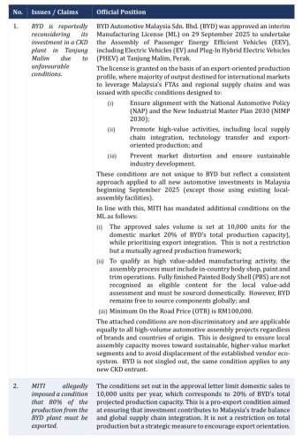 MITI issues statement on BYD CKD topic – open to all Chinese brands, floor price is RM100k, not RM200k