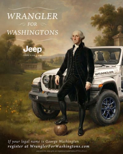 Jeep, Jeep Wrangler, If You're an American Named 'George Washington,' Jeep Might Give You a Free Wrangler
