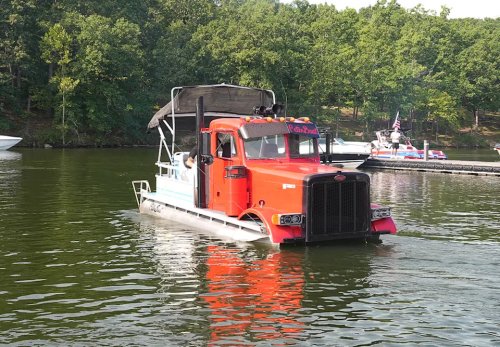 YouTubers Drop a Semi-Truck Cab on a $3,000 Pontoon—And Almost Sink It