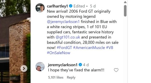 Jeremy Clarkson’s Ford GT Is Up for Sale, But He Can’t Stop Talking About Its Most Embarrassing Flaw