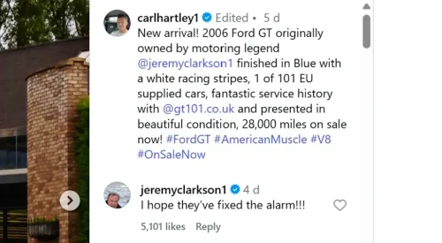 Jeremy Clarkson’s Ford GT Is Up for Sale, But He Can’t Stop Talking About Its Most Embarrassing Flaw