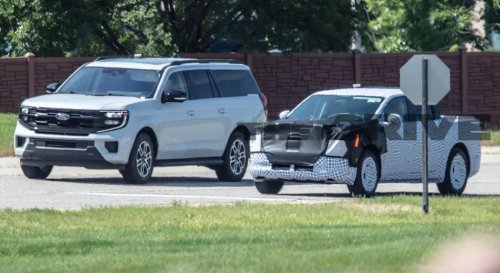 Spied: Ford’s $30,000 Electric Truck Caught Next to an Expedition