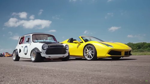 MINI, Ferrari, Classic Mini Destroys Tuned Ferrari 488 In Wild Drag Race Battle