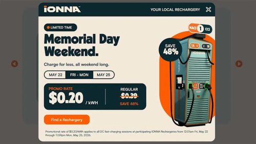 Ionna Is Slashing EV Charging Prices In Half For Memorial Day Weekend