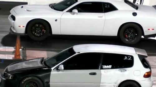 Dodge, Honda, This Is What Happens if You Challenge a Dodge Hellcat to a Drag Race in a Honda Civic