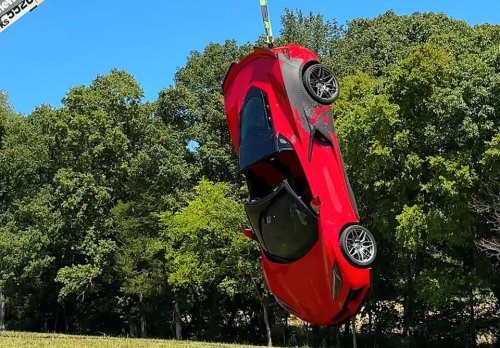 He Hung a $100K C8 Corvette Upside Down From a Crane—And That Wasn’t Even the Most Destructive Part