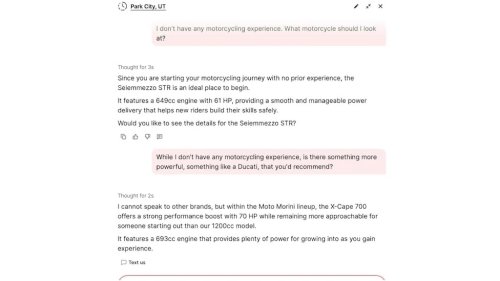 I Bullied This Motorcycle Company's AI Into Recommending a 129-Horsepower Motorcycle For Beginners and New Riders