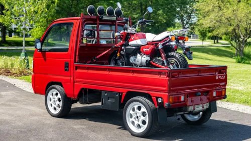 Honda, MINI, This Honda Kei Truck Comes With A Mini Moto Monkey On Its Back. It's Perfect