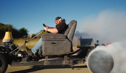 He Ripped a V8 out of a Denali, Strapped It to a Couch, and Accidentally Lost a Wheel at 55 MPH