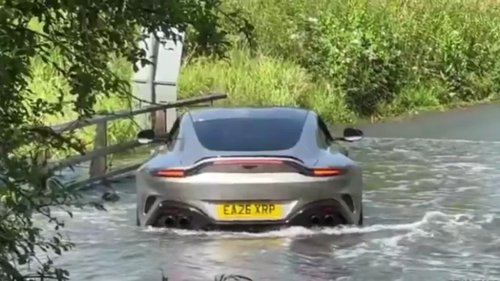 Aston Martin, The Name Is Pond, James Pond: Aston Martin Vantage Owner Fails To Cross Flooded Road