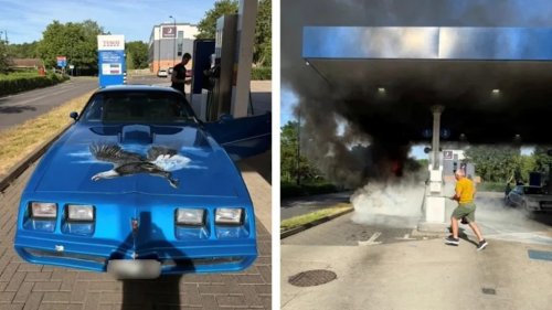 Vintage Pontiac Firebird Bursts Into Flames at Oxfordshire Petrol Station