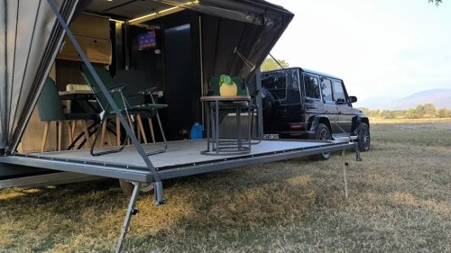 This Compact Camper Opens Like an Accordion and Turns Into a Tiny Off-Grid Cabin