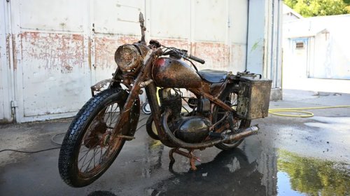 This Well-Preserved German Military Motorcycle Was One Of Many Relics Buried In WWII Waste Pit Uncovered By A Drying Danube