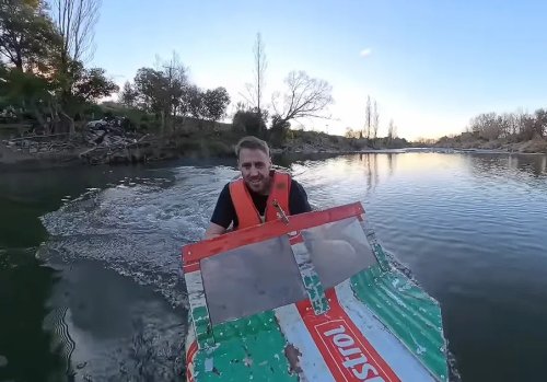 YouTuber Builds a Working River Boat out of Scrap Oil Drums—and Actually Takes It on the Water